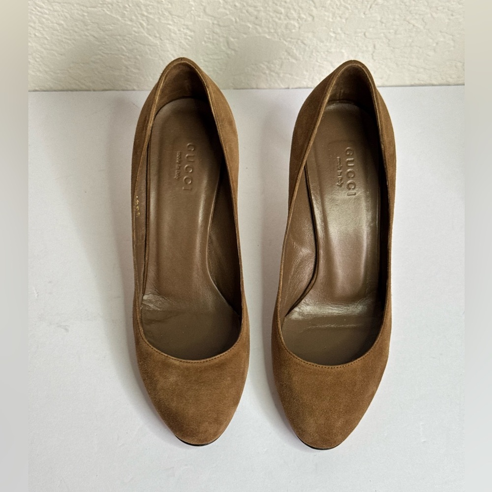 GUCCI Pumps Heel Suede Brown Size EU 35 - Picture 2 of 11